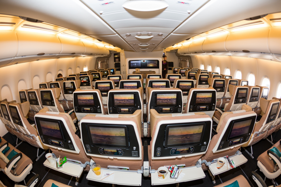 System rozrywki pokładowej w Airbusie A380 linii Etihad.